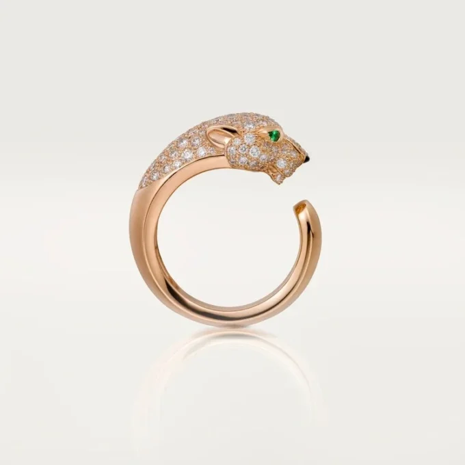 Panthere De Cartier-ring – Rosagull, diamanter, smaragder, onyx – Cartier