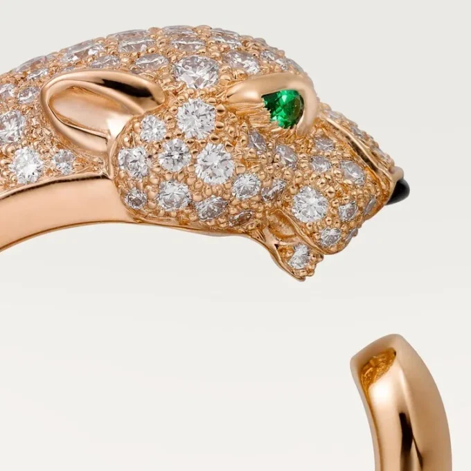 Panthere De Cartier-ring – Rosagull, diamanter, smaragder, onyx – Cartier