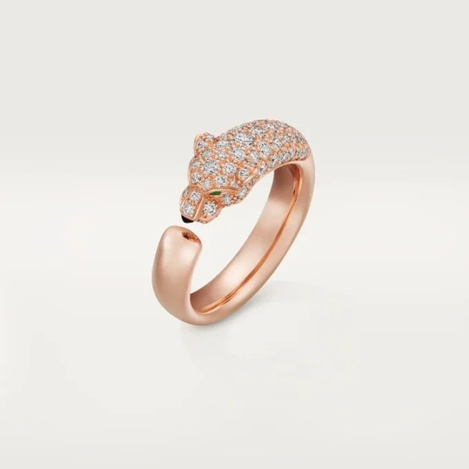 Panthere De Cartier-ring – Rosagull, onyx, smaragder, diamanter – Cartier