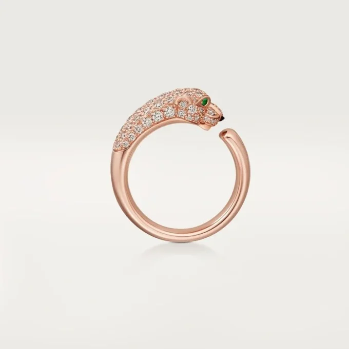 Panthere De Cartier-ring – Rosagull, onyx, smaragder, diamanter – Cartier