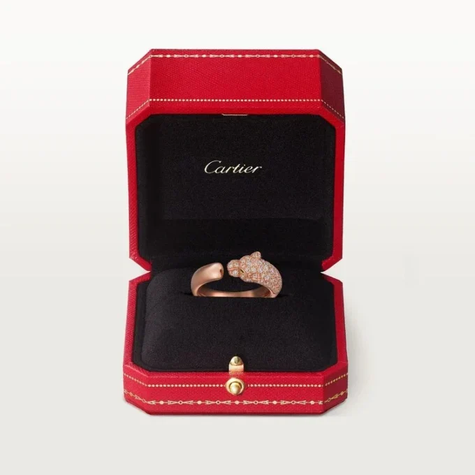 Panthere De Cartier-ring – Rosagull, onyx, smaragder, diamanter – Cartier