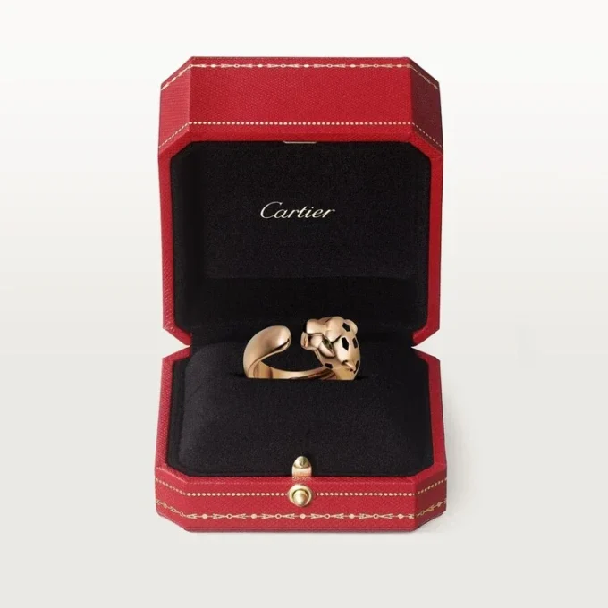 Panthere De Cartier-ring – Rosagull, tsavoritt-granater, onyx – Cartier