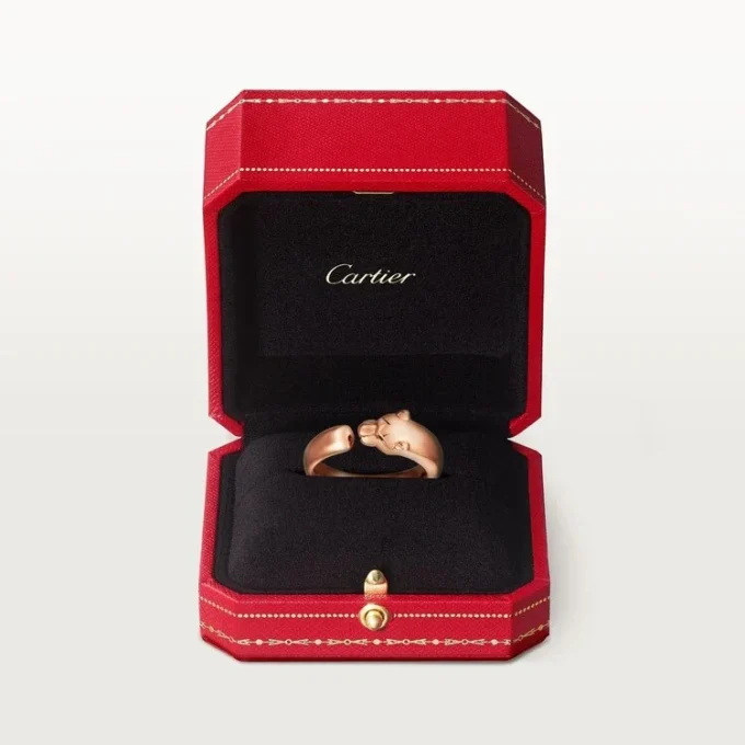 Panthere De Cartier-ring – Rosagull, tsavoritt-granater, onyx – Cartier