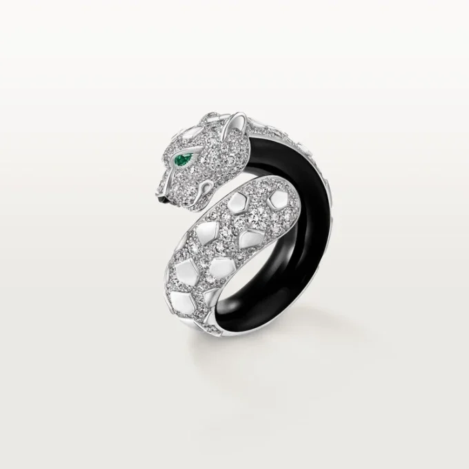 Panthere De Cartier-ring, svart lakk, pavé