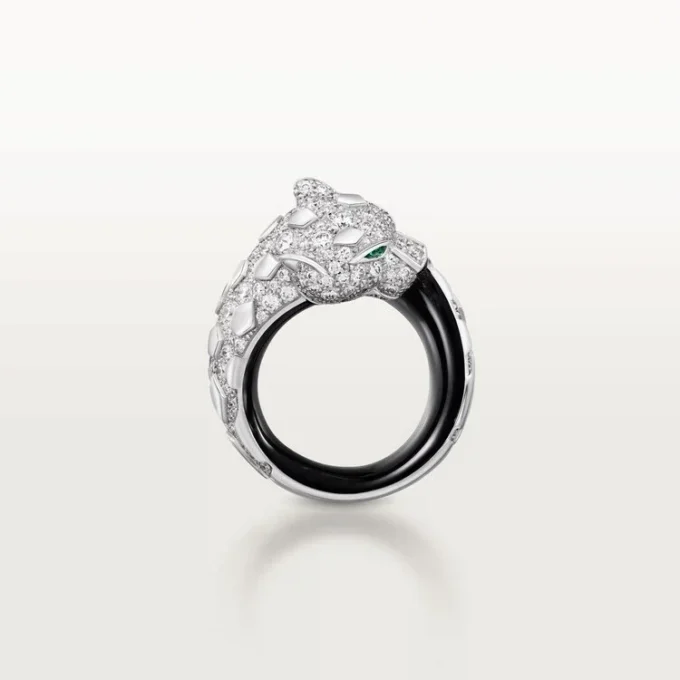 Panthere De Cartier-ring, svart lakk, pavé