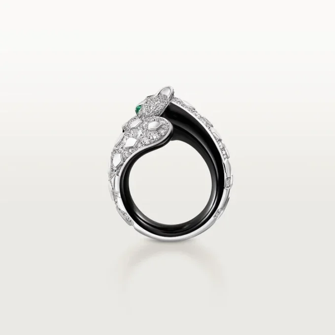 Panthere De Cartier-ring, svart lakk, pavé