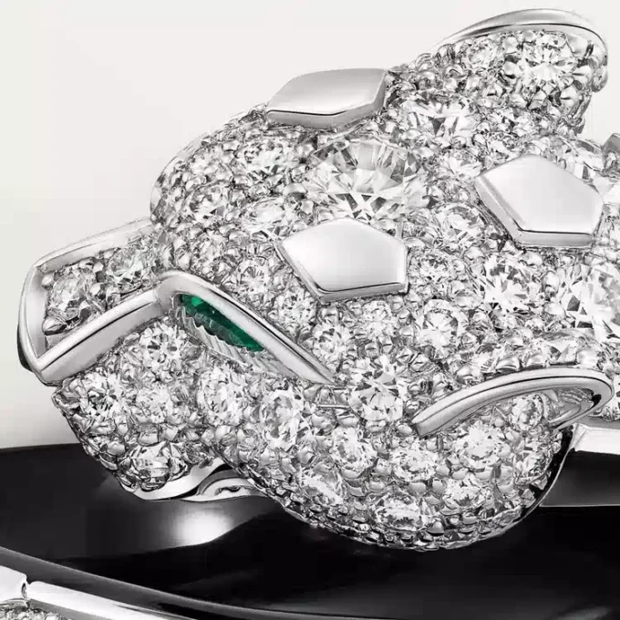 Panthere De Cartier-ring, svart lakk, pavé