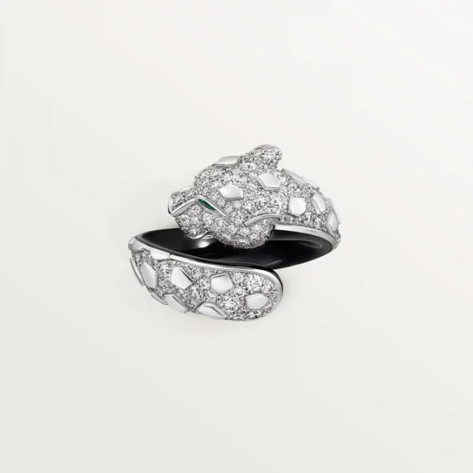 Panthere De Cartier-ring, svart lakk, pavé