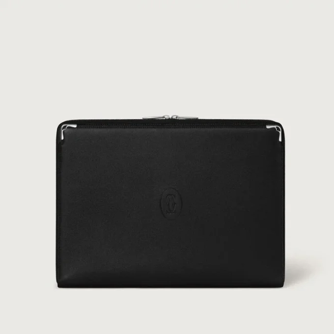 Portefølje, Must De Cartier – svart kalveskinn, palladiumfinish – Cartier