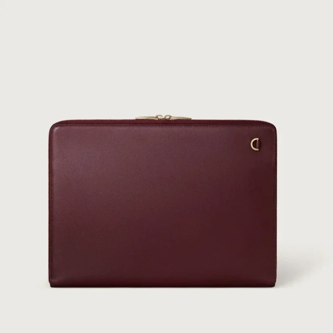 Portfolio, Must De Cartier – burgunder kalveskinn, gullfinish – Cartier