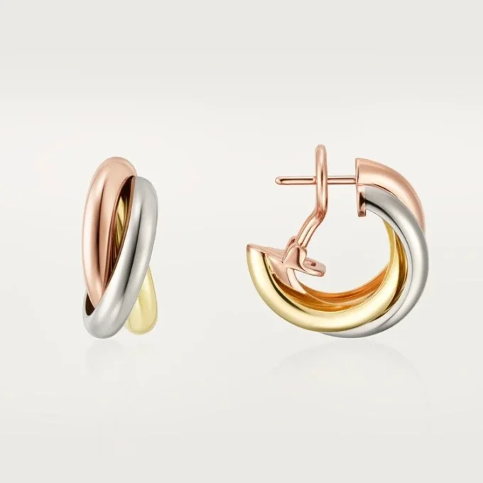 Trinity Hoop-øreringer i trefarget gull | Cartier Us