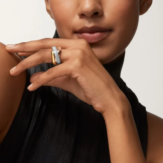 Trinity-ring, puteformet, stor modell, halvpavé