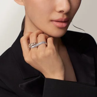 Trinity-ring til to fingre, lakkert, pavé