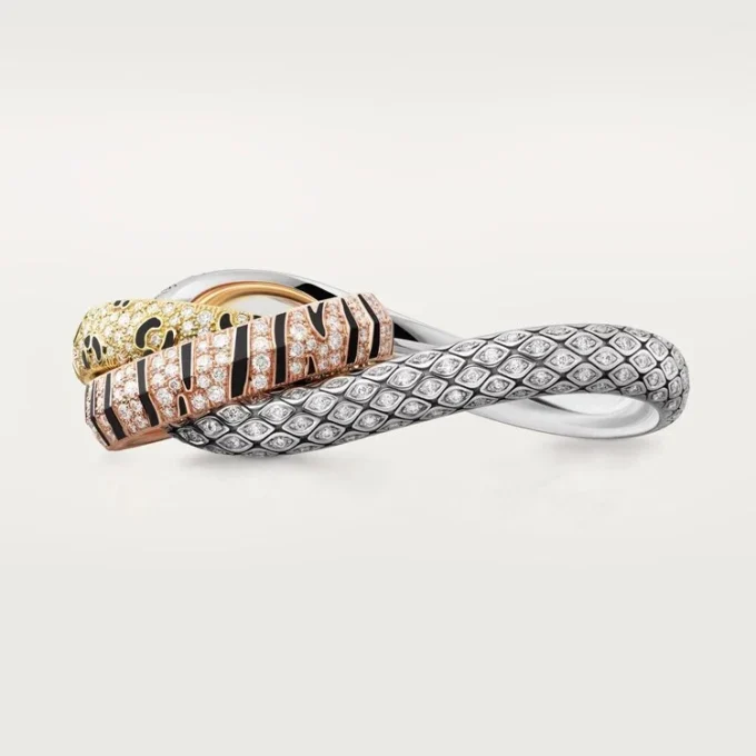 Trinity-ring til to fingre, lakkert, pavé